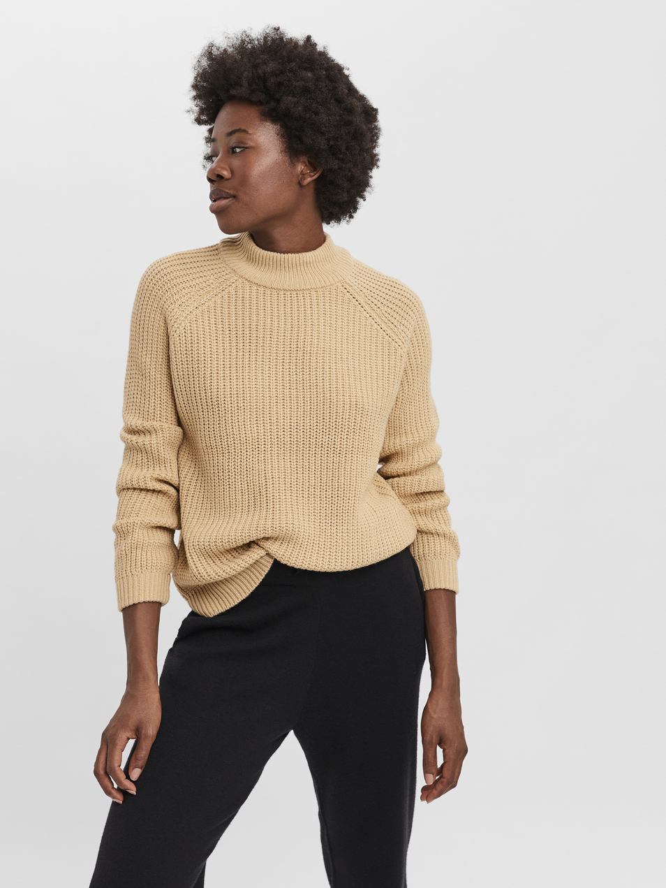 FINAL SALE - Lea high neck knit-rib sweater