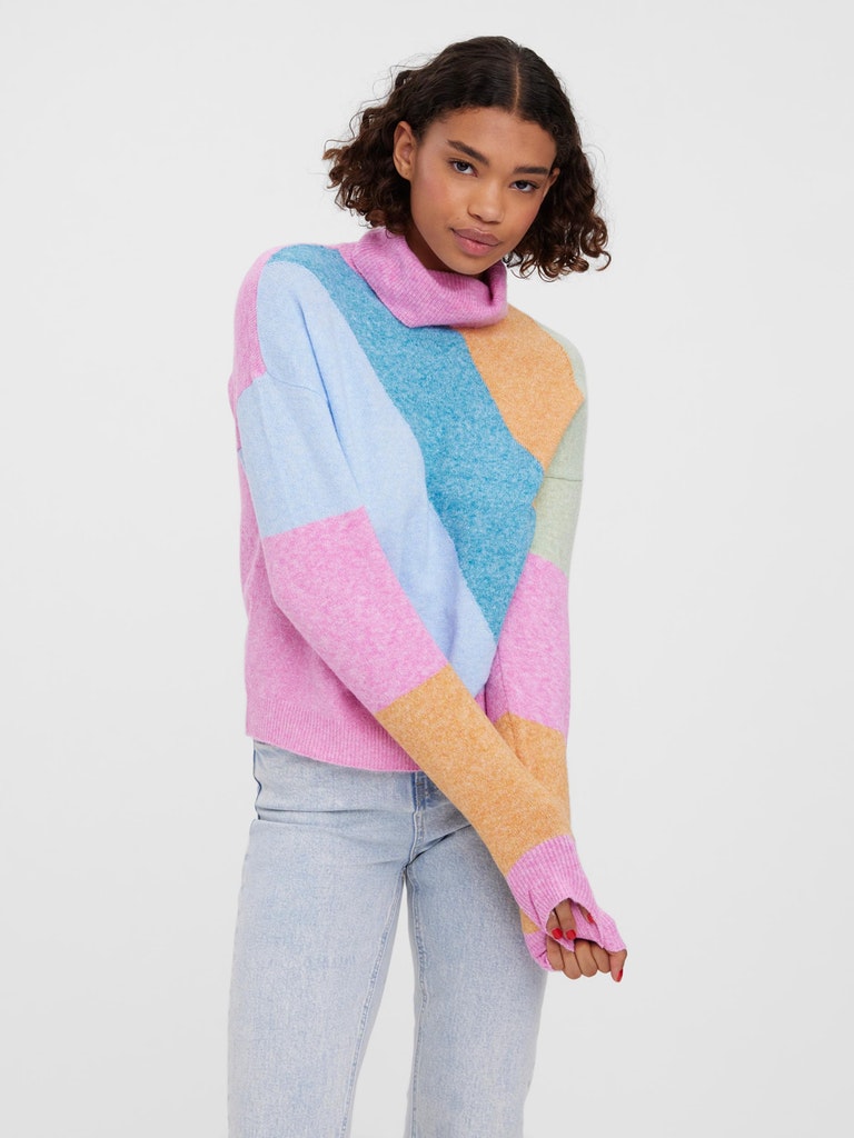 FINAL SALE- Doffy turtleneck colourful sweater, CYCLAMEN, large