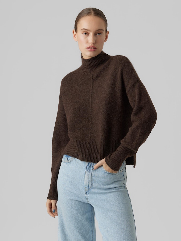 FINAL SALE - Villa high neck loose fit sweater, COFFEE BEAN, large
