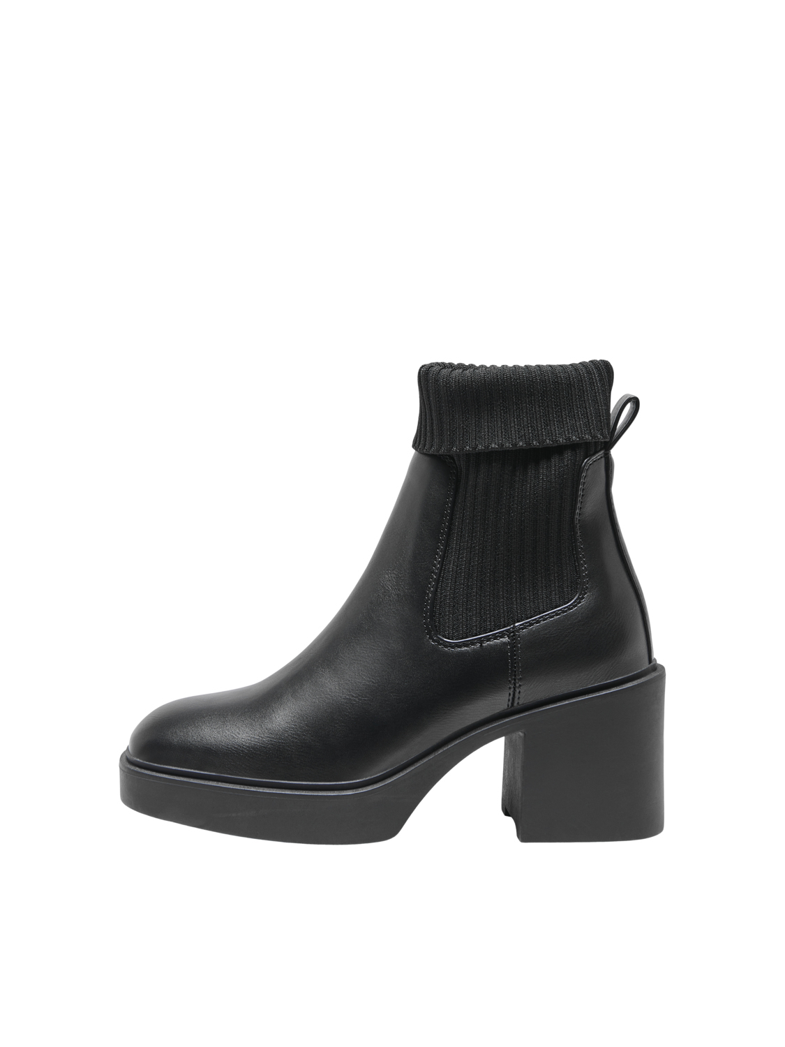 Bianca block heel faux leather boots, BLACK, large