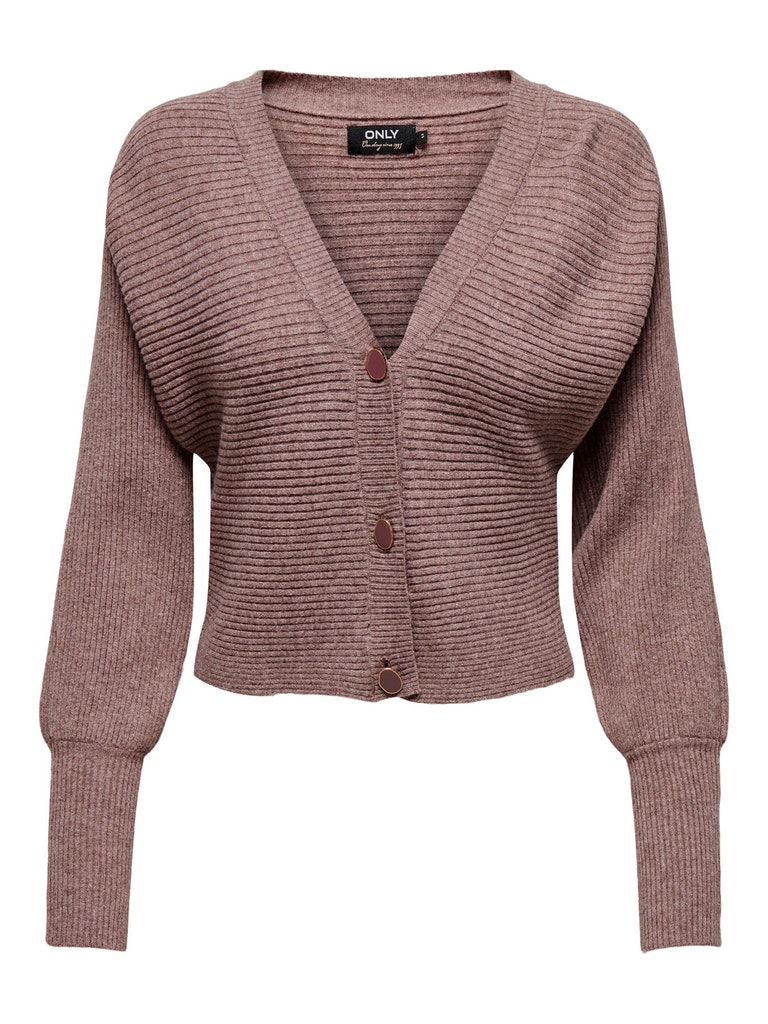 Lilian v-neck rib-knit cardigan, ROSE BROWN, large