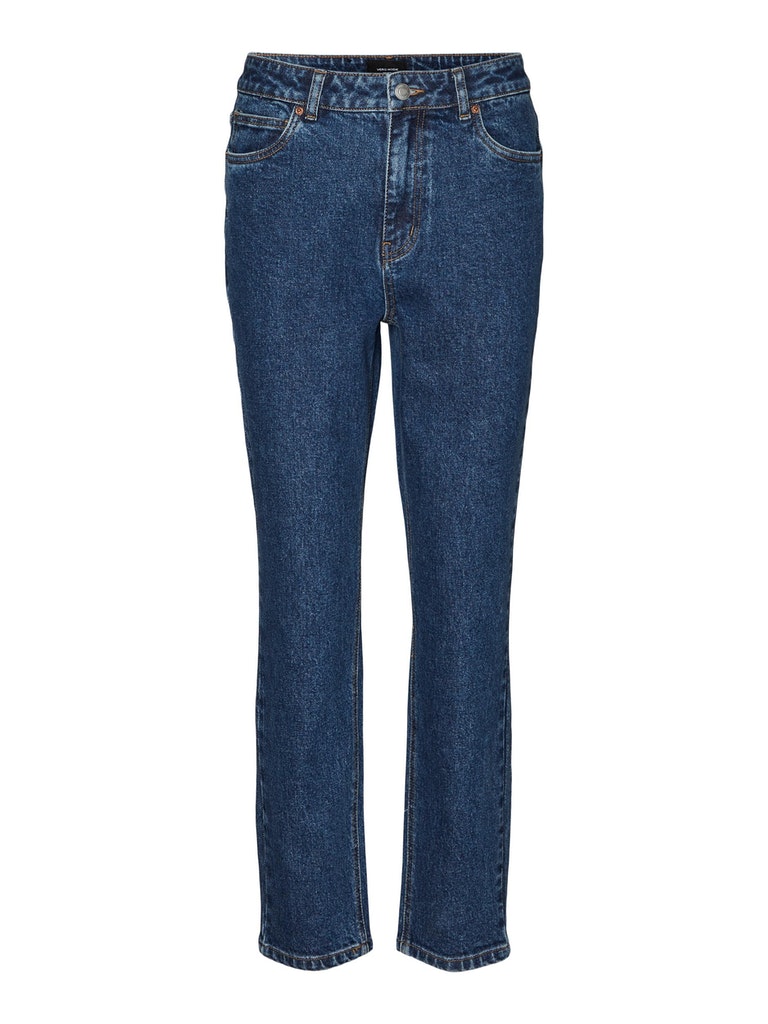 Brenda high waist straight fit jeans, Dark Blue Denim, large
