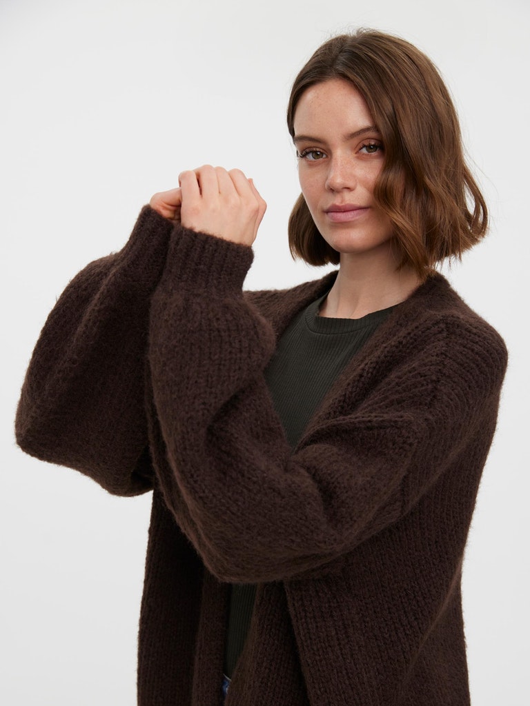 Maybe open knitted cardigan, COFFEE BEAN, large