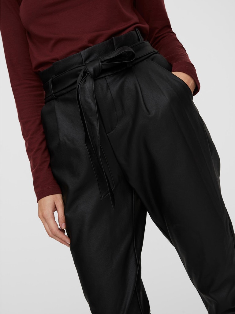 VENTE FINALE - Pantalon froncé en faux cuir Eva, Black, large