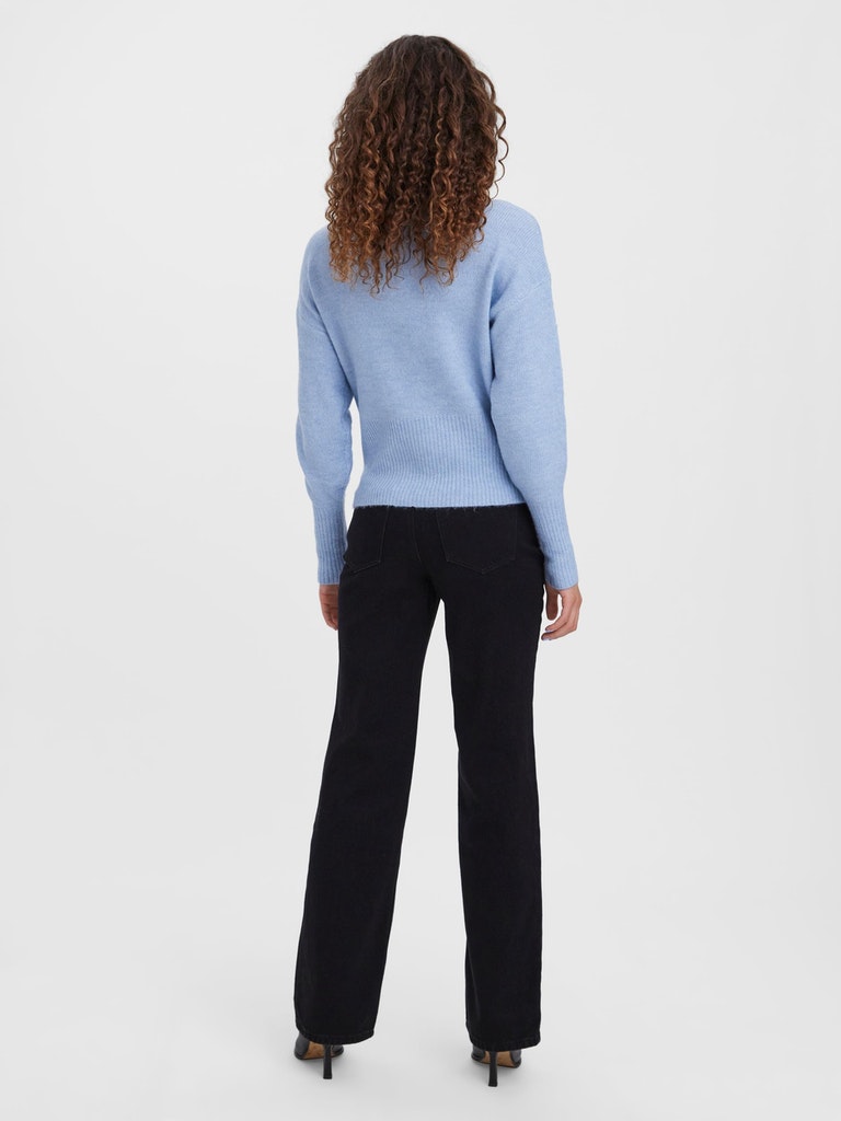 AWARE | Vilde half-zip balloon-sleeved sweater, CASHMERE BLUE, large