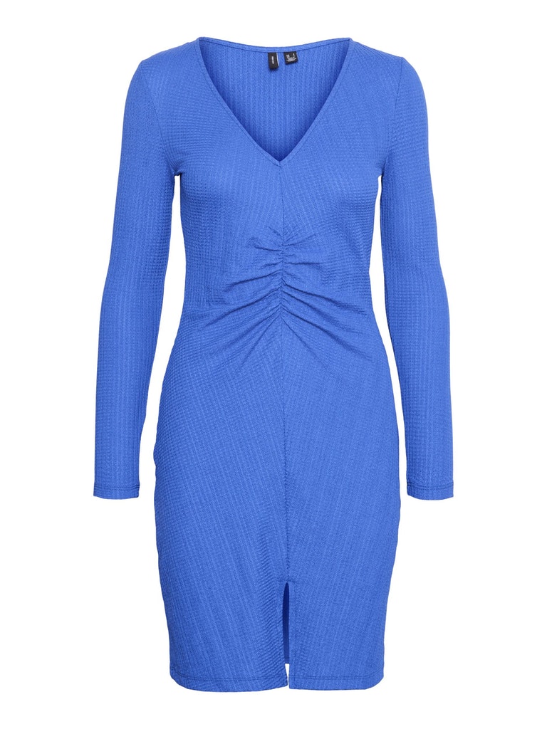 FINAL SALE - Gelina v-neck ruched mini dress, DAZZLING BLUE, large