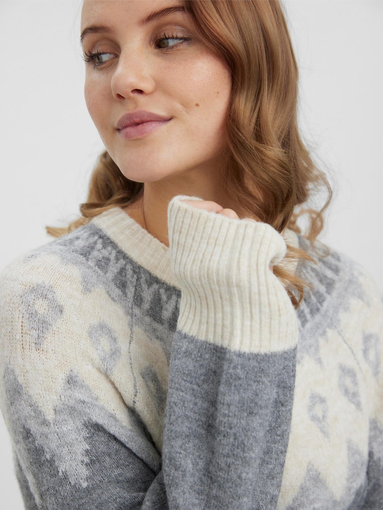 Simone nordic knitted dress, MEDIUM GREY MELANGE, large
