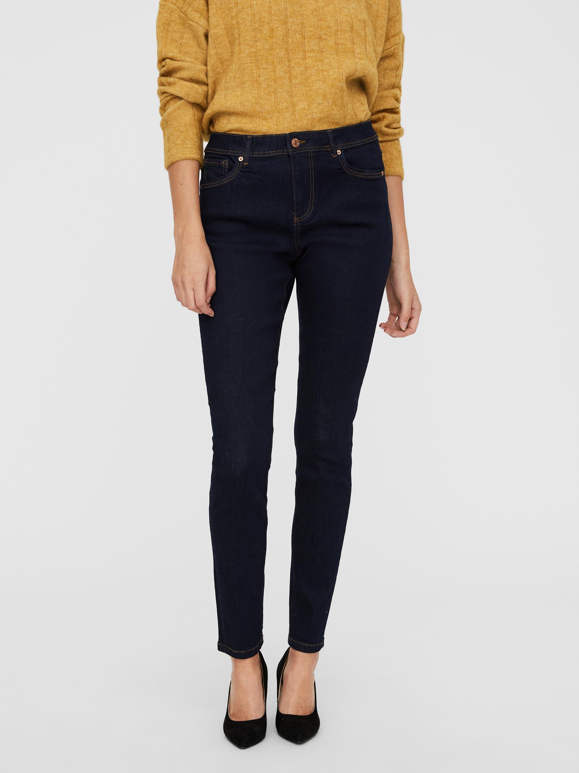 FINAL SALE - Tanya mid waist skinny fit jeans, DARK BLUE DENIM, large