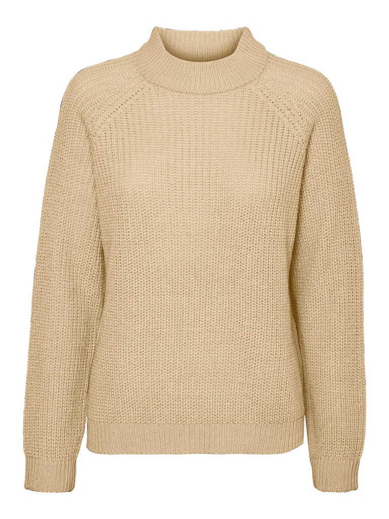 Lea high neck ribbed sweater, WHITE PEPPER, large
