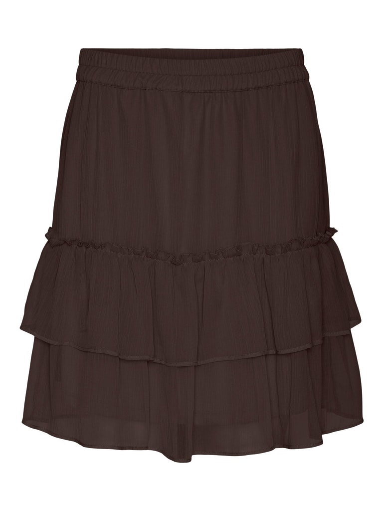 FINAL SALE- Kaya ruffled mini skirt, COFFEE BEAN, large