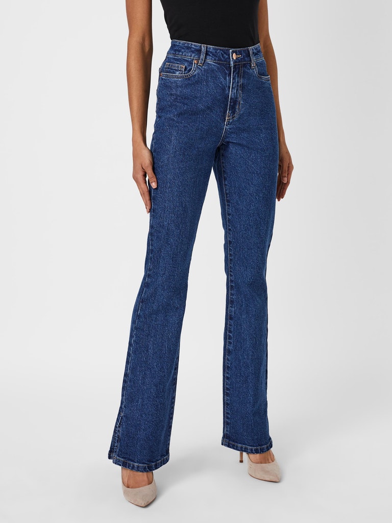 Selma high waist flare fit jeans, MEDIUM BLUE DENIM, large