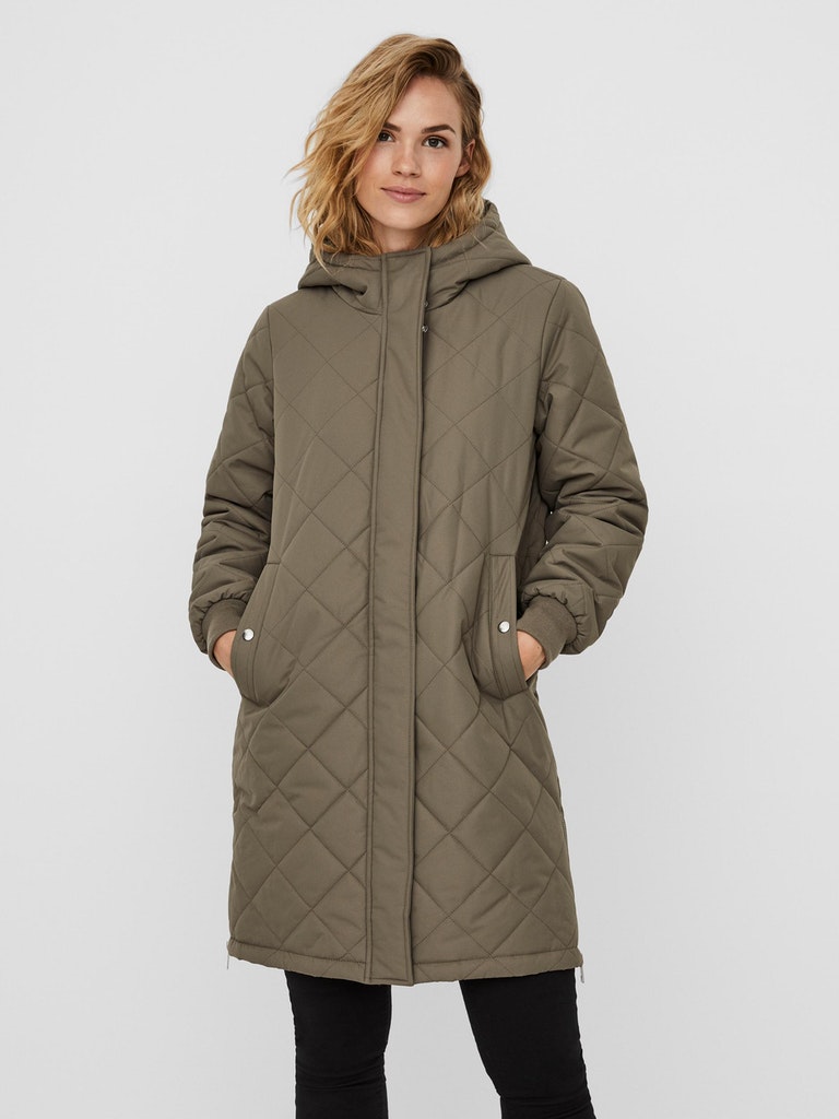 FINAL SALE- Louise Hooded Quilted Coat, , large