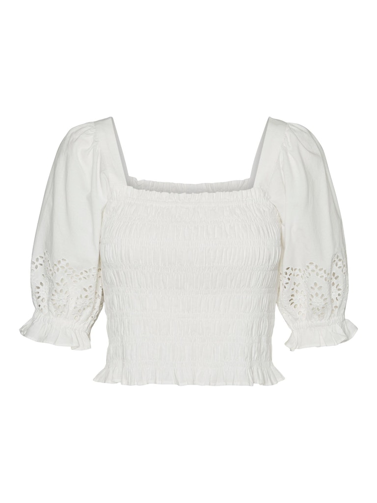 FINAL SALE - Nella square neck crop blouse, SNOW WHITE, large