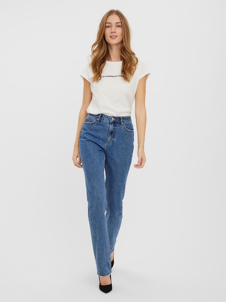 FINAL SALE- AWARE | Ellie high waist straight fit jeans, MEDIUM BLUE DENIM, large