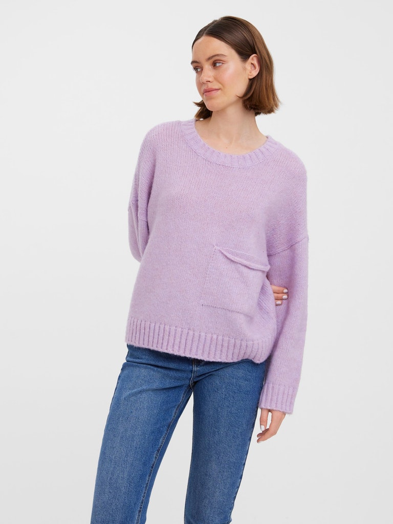 FINAL SALE- Corinna loose dropped shoulders sweater, LAVENDER FOG, large