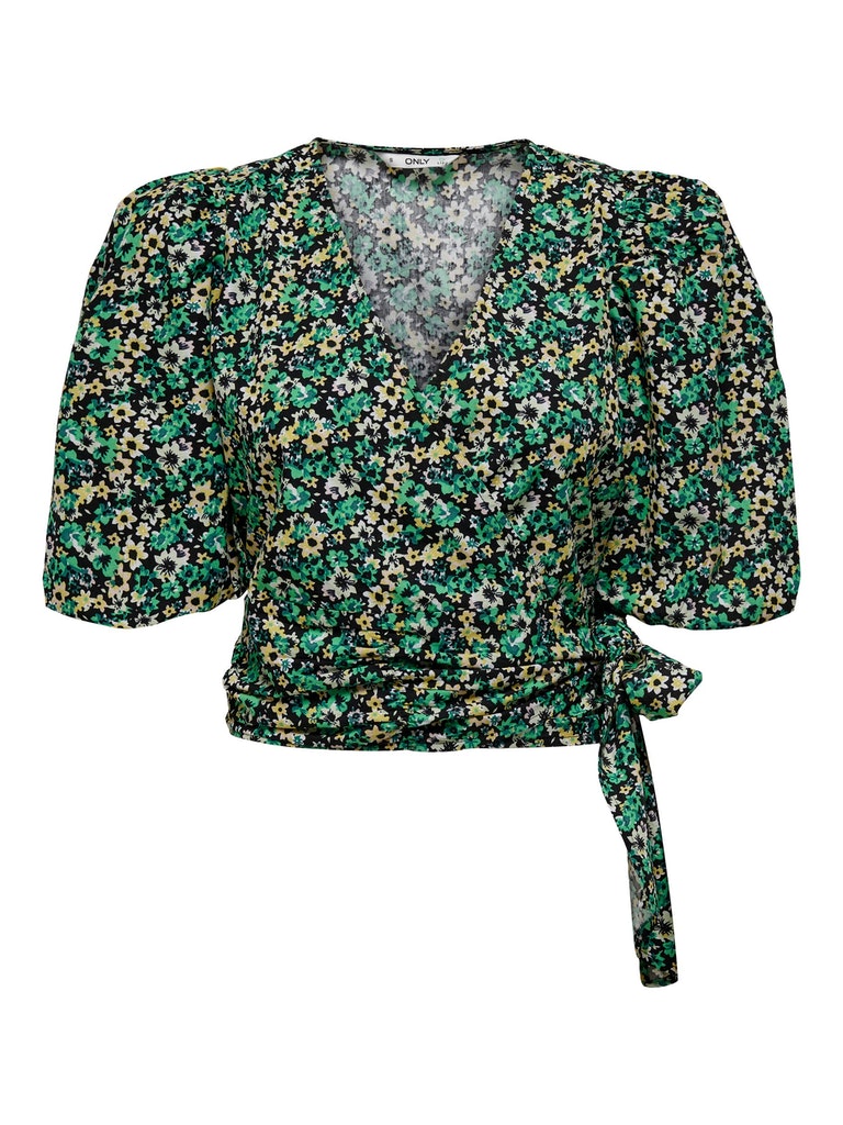 Riri floral cropped wrap blouse, WINTER GREEN, large