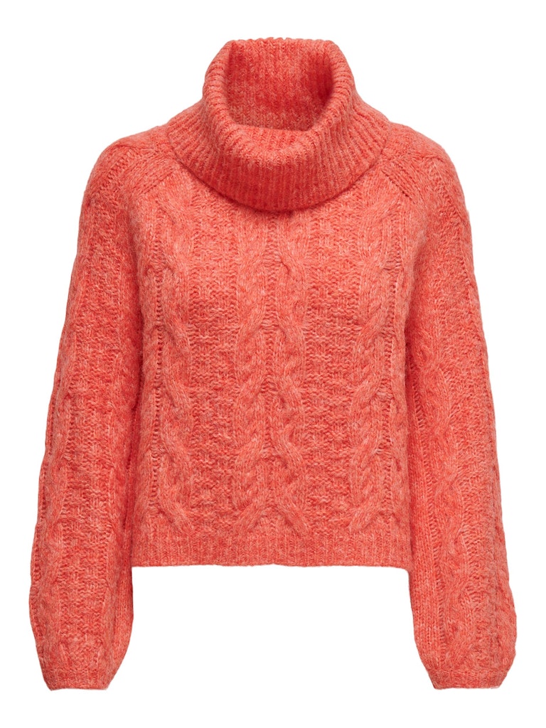 FINAL SALE- Chunky cable knit sweater, PERSIMMON ORANGE, large